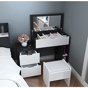 Mua Bàn Trang Điểm Phong Cách Châu Âu Gương Gập Mở Ngăn Chứa Đồ Rộng Rãi Kèm Ghế Đệm (BTD-08)