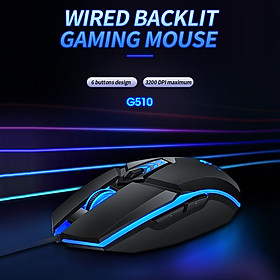 Chuột Chơi Game Có Dây T-Wolf G510 6 Nút 4 Đèn 800-3200 Dpi Có Thể Điều Chỉnh