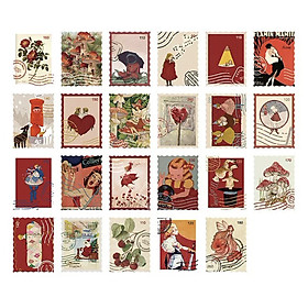 Hình ảnh Hộp 46 pcs stickers dạng tem thư kiểu cổ điển vintage dùng để trang trí sổ tay nhật kí