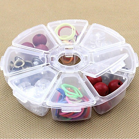 8 Grid Transparent Storage Box Plastic Adjustable Rings Jewelry Hairpin Organizer Case Save Space Lid Round Container Boxes