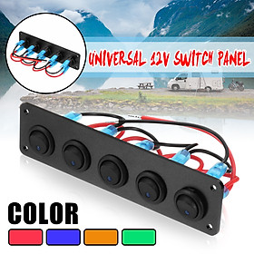 Universal 5 Gang LED Rocker Switch Control Panel 12V 24V Caravan Camper Car Boat Blue