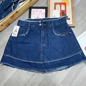 Chân váy Jean Bigsize Nữ chất mềm đẹp dáng chữ A  lưng cao tôn dáng V1 - Màu xanh