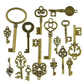50 Pieces Mixed Pattern Key Pendants DIY Charms Jewelry DIY Making Findings Crafts