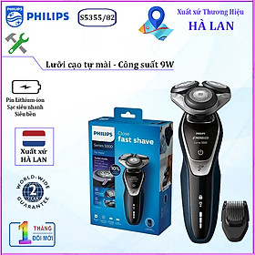Máy cạo râu khô và ướt cao cấp Philips Norelco S5355/82 tích hợp đầu cạo linh hoạt theo 5 hướng cạo nhanh và sát - Hàng Nhập Khẩu