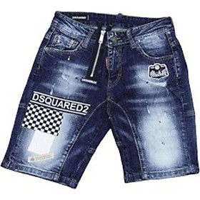 Quần short jeans nam mẫu B466 eo co dãn xanh rách săn lai thiết kế phong