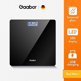 Cân sức khỏe điện tử GAABOR GWS-M01A màn hình LED mặt kính cường lực sạc USB - Hàng chính hãng