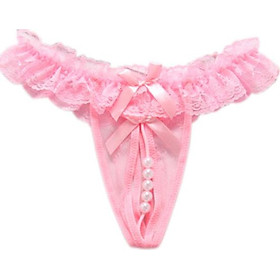  Quần lót nữ xẻ đáy đính hạt - Hồng nhạt