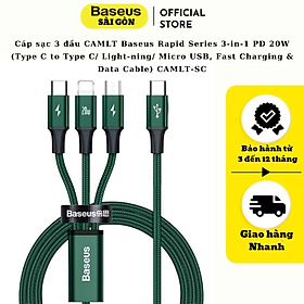 Mua Cáp sạc Baseus Rapid Series Fast Charging & Data Cable 3-in-1 PD 20W CAMLT-SC01 - Hàng chính hãng