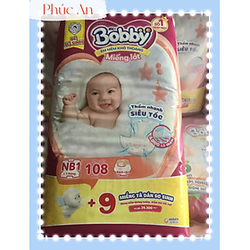 Tặng thêm 6 miếng tã quần bên trong - Miếng Lót Bobby Newborn 1 108 Miếng Êm Mềm Khô Thoáng - Miếng lót sơ sinh Bobby NB1