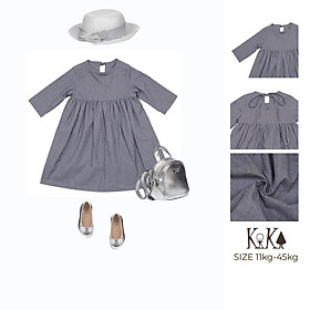 KIKA Đầm bé gái chambray mầu xám cổ chui 2 lớp - K005