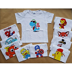 (8-19kg) ÁO CÀI VAI NGẮN TAY COTTON TRẮNG IN - BIBO KIM THU - NGẪU NHIÊN