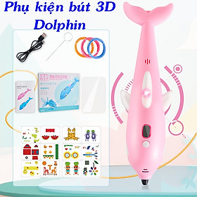 Bút vẽ 3D hình cá heo, dùng mực PCL nhiệt độ thấp, an toàn cho bé