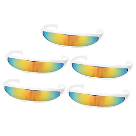 5/pack Yellow Novelty Futuristic  Narrow Mirrored Sunglasses Costume