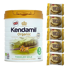 Sữa Nguyên kem công thức hữu cơ KENDAMIL ORGANNIC số 3: ORGANIC TODDLER MILK (800G) ( cho trẻ từ 1-3 tuổi) - Tăng sức đề kháng, tăng cân, phát triển chiều cao và trí não – Tặng 5 bánh quy Nhật Bản hiệu Aee