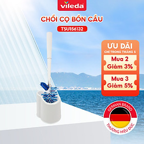 Bàn chải cọ toilet VIELDA Power Brush kèm khay đựng, đầu lông cọ bền, cứng, thiết kế 2 đầu cọ tiện dụng - TSU156132