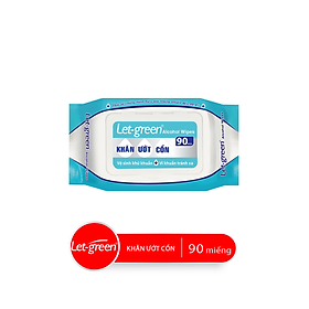 Bao Khăn Ướt Cồn LET-GREEN, 90 Miếng/Bao