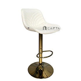 Mua Ghế quầy bar nệm da màu xám CB2158B-P Nội thất Capta Ghế đảo bếp nệm bọc da Nappa màu xám lưng thấp có chân vàng tăng giảm