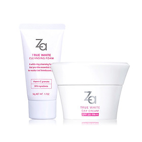 Combo Sữa rửa mặt dưỡng trắng & kem dưỡng trắng da ban ngày Za True White (Foam 50g + Day Cream 40g)