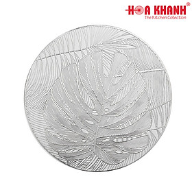 Tấm lót bàn ăn, miếng lót đĩa, lọ hoa hình tròn 38cm nhựa PVC cao cấp, chịu nhiệt, chống trượt họa tiết lá trầu bà màu đồng, vàng, bạc - E25-S002BR, E25-S002G, E25-S002S