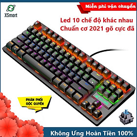 Bộ bàn phím cơ và chuột XSmart có dây đèn LED đổi màu siêu đẹp chơi game làm văn phòng cực đã K2+V7 (Đen) - Hàng Chính Hãng