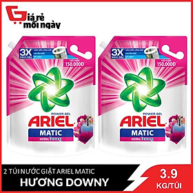 Combo 2 Túi Nước Giặt Ariel Matic Hương Downy Thơm Dài Lâu 3.9kg/túix2