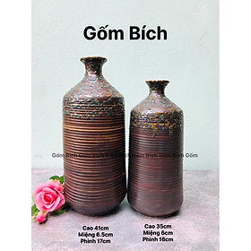 Mua Bình Hoa Dáng Chai To Cổ Nhỏ Men Mộc Cắm Đào Lựu Tuyết Mai Đẹp Gốm Sứ Bát Tràng - Gốm Bích