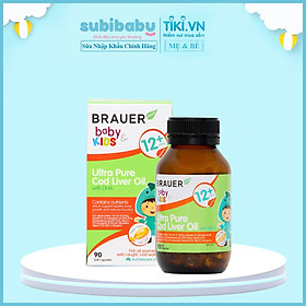 DHA Cho Bé Brauer Ultra Pure Cod Liver Oil NK Úc Giúp Phát Triển Não Bộ, Hỗ Trợ Khả Năng Tập Trung, Nhận Thức Và Ghi Nhớ, Cải Thiện Thị Lực, Chống Mỏi Mắt, Khô Mắt, Tăng Hệ Miễn Dịch – Chai 90 viên nang