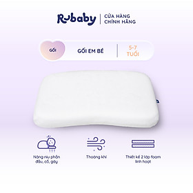 Gối Trẻ Em Rubaby (5-12 tuổi),  Chất Liệu Memory Foam Êm Ái, Thiết Kế Nâng Đỡ Phần Cổ Vai Gáy Cho Bé