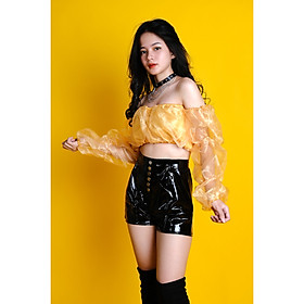 Quần Short Da Bóng Đen