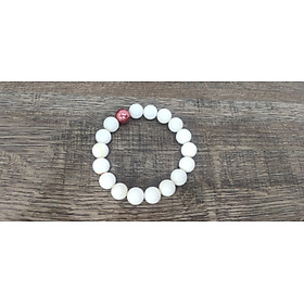 Vòng tay đá cẩm thạch tuyết 10 ly, vòng tay chuỗi hạt đá phong thủy