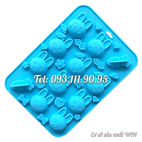 Mua Khuôn silicon làm rau câu  kẹo dẻo  socola 12 thỏ con  cà rốt - Mã số 1342