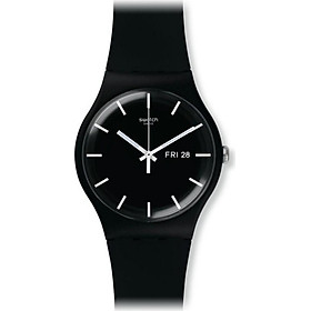 Swatch Mono Black Quartz Watch with Silicone Strap, 20 (Model: SUOB720)
