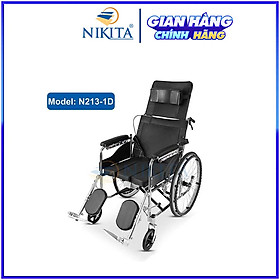 Xe lăn tay ngã lưng 6 nấc, có đệm và bô vệ sinh - NIKITA N213-1 - Đen