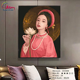 Mua Tranh số hóa tự tô màu Cô gái Áo tấc và Hoa sen Việt Nam GAM CN4408