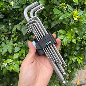 Bộ lục giác bi thép không gỉ Wera 3950 PKL/9 hex-plus stainless 1 mã 05073544001 gồm 9 cái kèm kẹp nhựa