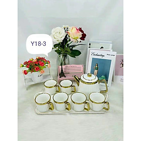 Mua BỘ ẤM CHÉN SỨ CAO CẤP TRẮNG VIỀN VÀNG _ AVN4