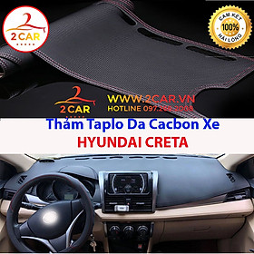 Thảm taplo da carbon xe Hyundai Creta 2022, 2023 chống nóng tốt, chống trơn trượt, vừa khít theo xe, vân cacbon cao cấp