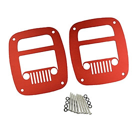 2 Pieces Flat Tail Light Lamp Cover Protector Guard For Jeep Wrangler Red