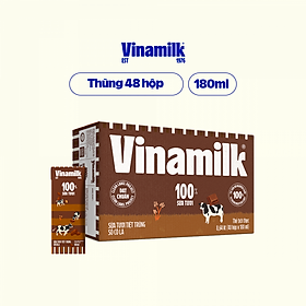 Thùng 48 Hộp Sữa Tươi Tiệt Trùng Vinamilk 100% Sôcôla  (180ml / Hộp)