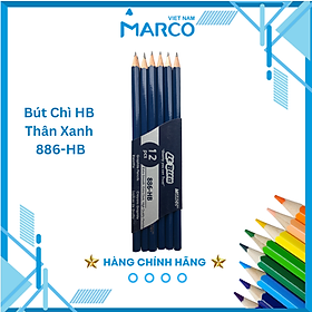 Hộp 12 Bút Chì 2B HB Marco Thân Xanh Có Tẩy