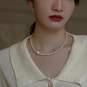 Vòng Cổ Hạt Trai Nhân Tạo Gạo Size 6ly Khóa Bạc, Vòng Cổ Ngọc Trai Sang Trọng Dễ Thương - Trường Thịnh Ngọc Trai