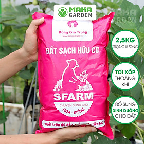 Đất Sạch Hữu Cơ Trồng Hoa Kiểng Sfarm Cao Cấp - Túi 2.5kg - Chuyên Dùng Cho Hoa Kiễng