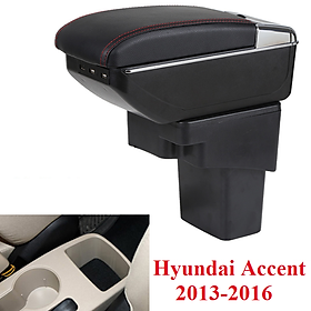 Hộp tỳ tay ô tô Hyundai Accent 2013-2016 tích hợp 7 cổng USB DUSB-HDAC1416, chất liệu nhựa ABS và da PU cao cấp