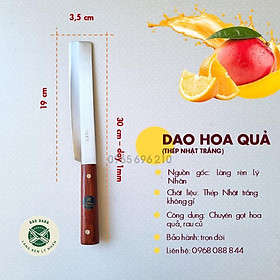 Mua Dao thái và gọt hoa quả thép Nhật trắng không gỉ - Chuôi gỗ
