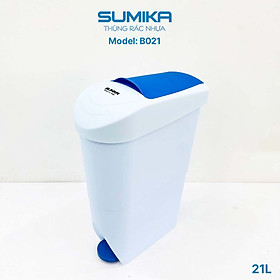 Thùng rác nhựa Toilet SUMIKA B021, dung tích 21L, thùng màu trắng, nắp xanh