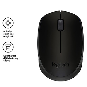 Chuột không dây Logitech B170 - đầu thu USB 2.4Ghz - Hàng chính hãng 