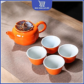 Mua Bộ ấm chén uống trà gôm sứ cao cấp hình quả hồng ATQH00