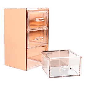 Hộp Đựng Trang Sức Có Ba Ngăn Kéo Chất Liệu Acrylic (Rose Gold)