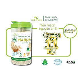 Combo 11 Hộp Yến Mạch Nguyên Chất Ăn Liền Xuân An [ko đường] Hộp 800G (Tặng Kèm 11 Túi Ngũ cốc Gạo Lức Huyết Rồng 200G)