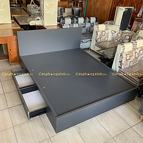 Mua  Freeship HCM  Giường ngủ màu Xám chì  Đen bóng gỗ cn MDF 2 hộc kéo CPX-G34